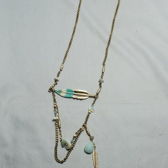 RUFF HEWN bohemian southwest style gold feather necklace - Picture 7 of 7